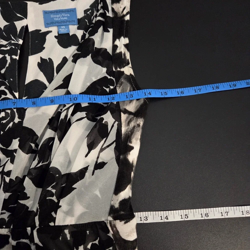 Simply Vera Vera Wang XS Black White Floral High Low Sleeveless Dress Vacation - Picture 10 of 11